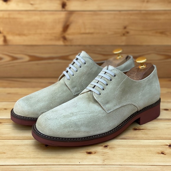 J. Crew Kenton 63271 Men Tan Suede Lace Up Shoes Made In Italy Size 8.5 - Picture 1 of 9